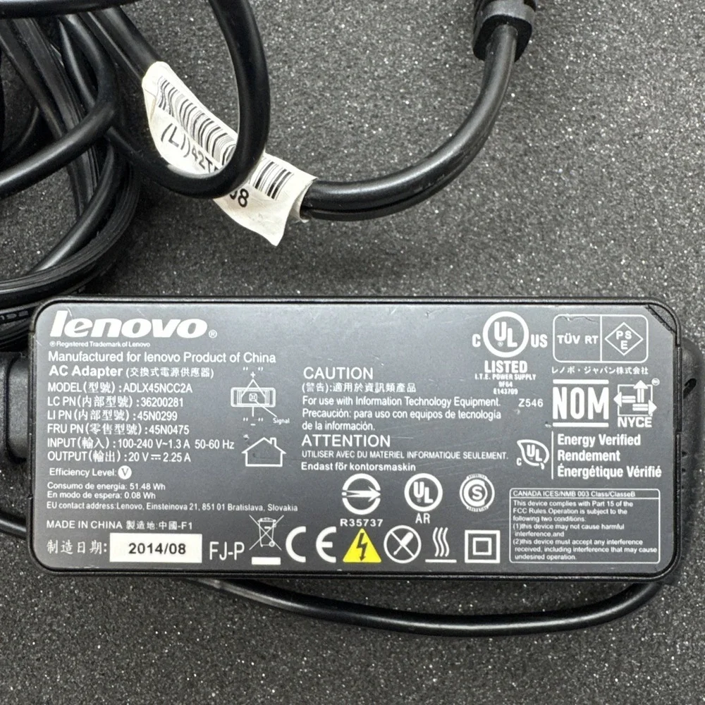 Lot of 2 Genuine Lenovo ThinkPad OEM AC Power Adapters 20V Tested